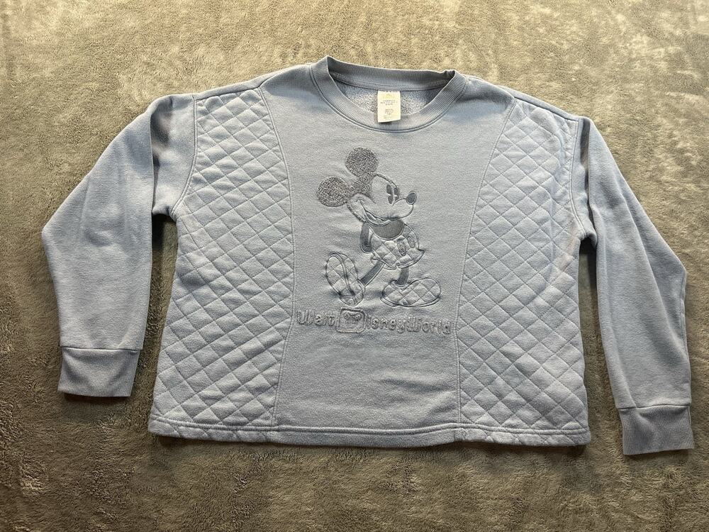 Disney Parks Mickey Mouse Quilted Sweatshirt Womens M Gray Walt Disney World